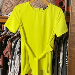 Neon tie front blouse
